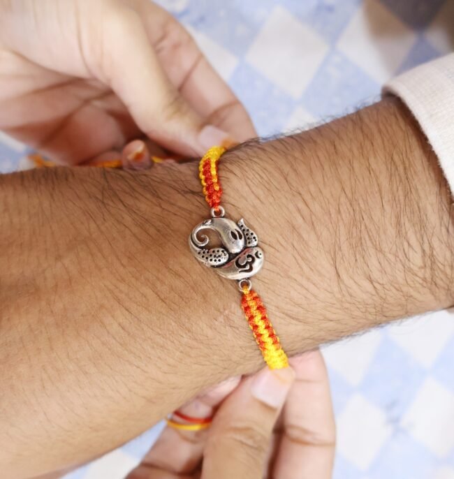 OM Ganesh Silver Rakhi | Pure Silver Rakhi | Silveradda