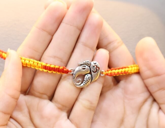 OM Ganesh Silver Rakhi | Pure Silver Rakhi | Silveradda