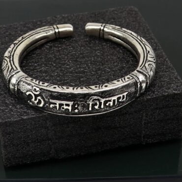 Om Namah Shivay Silver Kada For Men | 925 Silver Cuff Kada For Men | Silveradda
