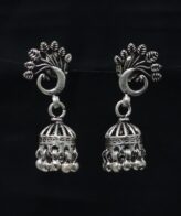 Peacock Design Silver Earrings | 925 Silver Jhumki Earrings By Silveradda