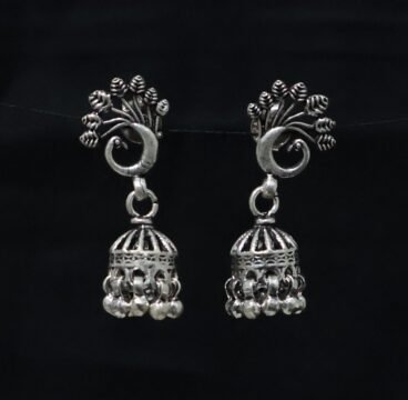 Peacock Design Silver Earrings | 925 Silver Jhumki Earrings By Silveradda