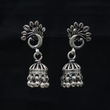 Peacock Design Silver Earrings | 925 Silver Jhumki Earrings By Silveradda