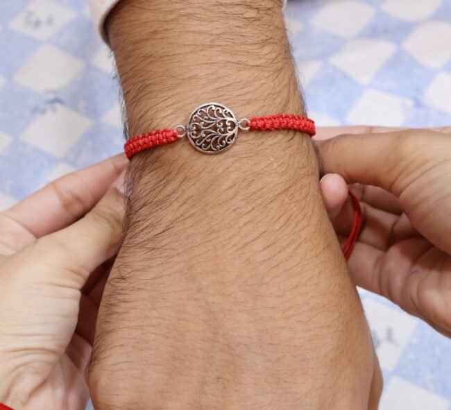 Round Silver Rakhi | Pure Silver Rakhi | Silveradda