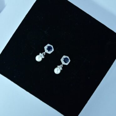 Sapphire Blue Crystal Silver Necklace Set | Pure Silver Chain Pendant Set By Silveradda