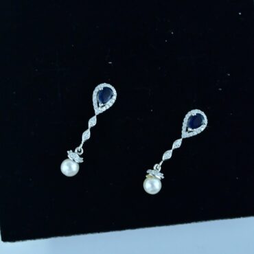 Sapphire Blue Stone Silver Necklace Set | Pure Silver Chain Pendant Set By Silveradda