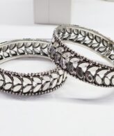 Silver Bangle Moh Intricate Leaf Bangle For Women