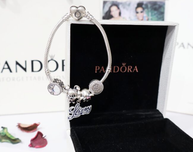 Silver Pandora Disney Mickey Mouse Red Trousers Bracelet For Women