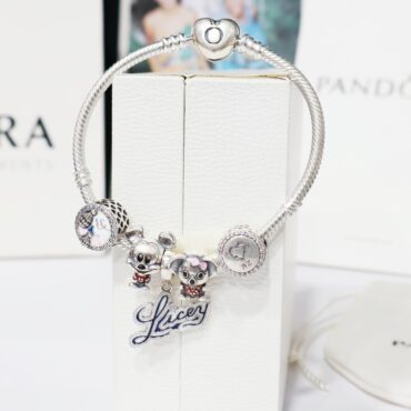 Silver Pandora Disney Mickey Mouse Red Trousers Bracelet For Women