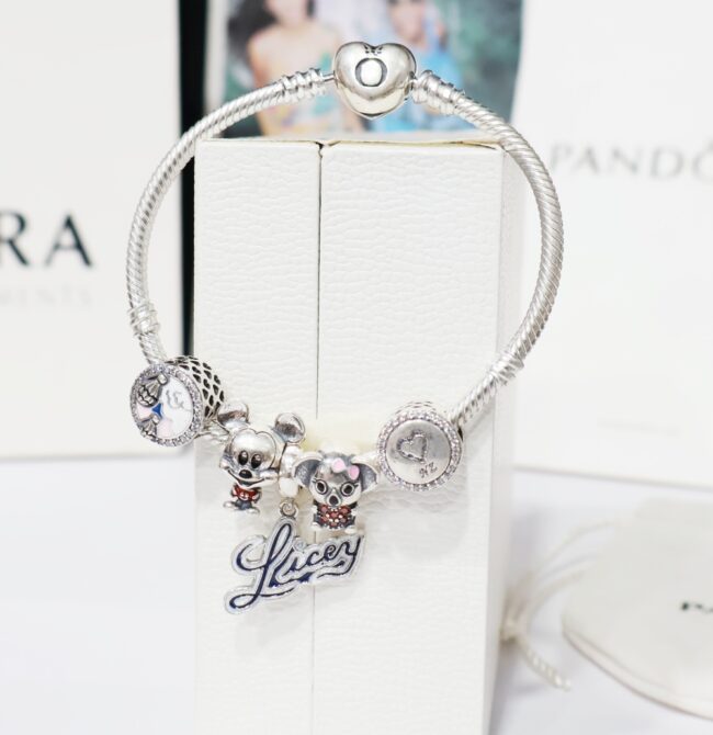 Silver Pandora Disney Mickey Mouse Red Trousers Bracelet For Women