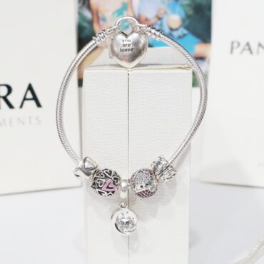 Silver Pandora Pandora Sparkling Owl Charm Bracelet For Women