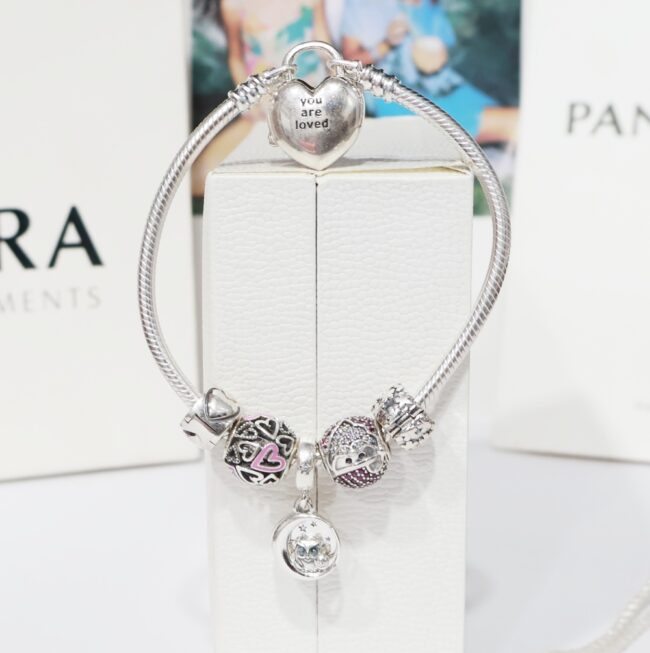 Silver Pandora Pandora Sparkling Owl Charm Bracelet For Women