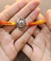 Swastik Silver Rakhi | Pure Silver Rakhi | Silveradda