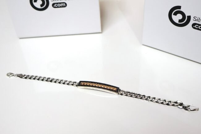 925 Sterling Silver Turkish Black Stone Bracelet for Men