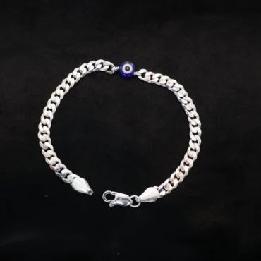 Evil eye silver bracelet for men