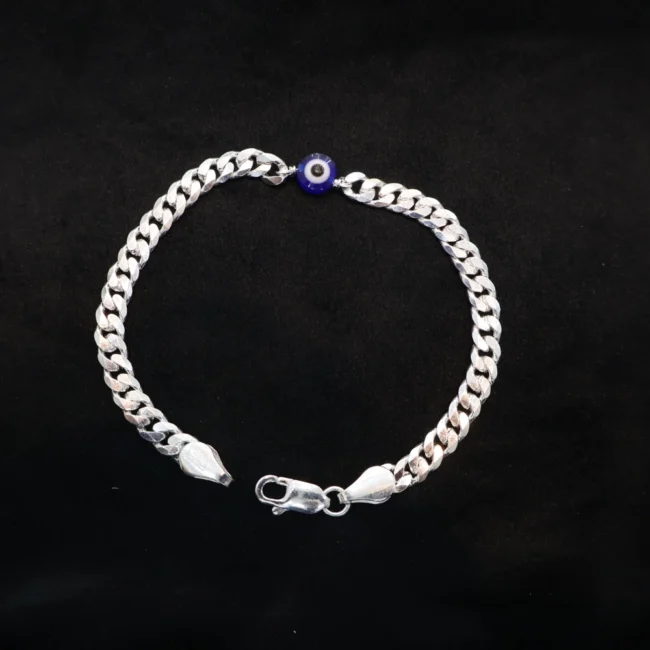 Evil eye silver bracelet for men
