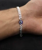 Evil eye silver bracelet for men