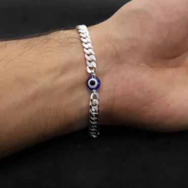 Evil eye silver bracelet for men