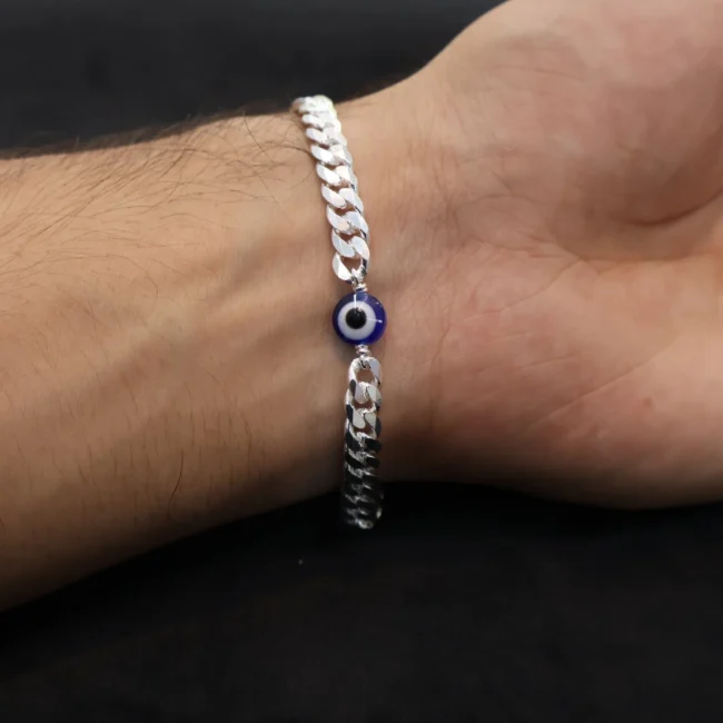 Evil eye silver bracelet for men