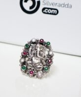 Ganesha Design Silver Ring For Womens With Adjustable Size