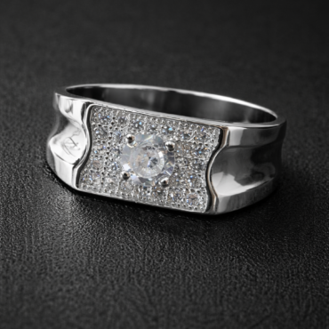 Stylish 925 Silver Diamond Ring for Men