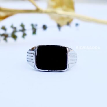 Stylish Black Stone 925 Silver Ring for Men