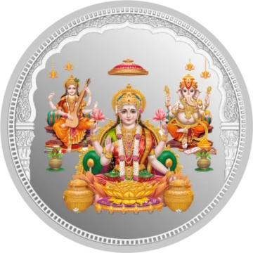 LAKSHMI GANESH SARASWATI JI 999 SILVER COLORED COIN