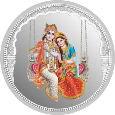 RADHA KRISHAN ON THE SWING 999 SILVER COLORED COIN 10 GRAM