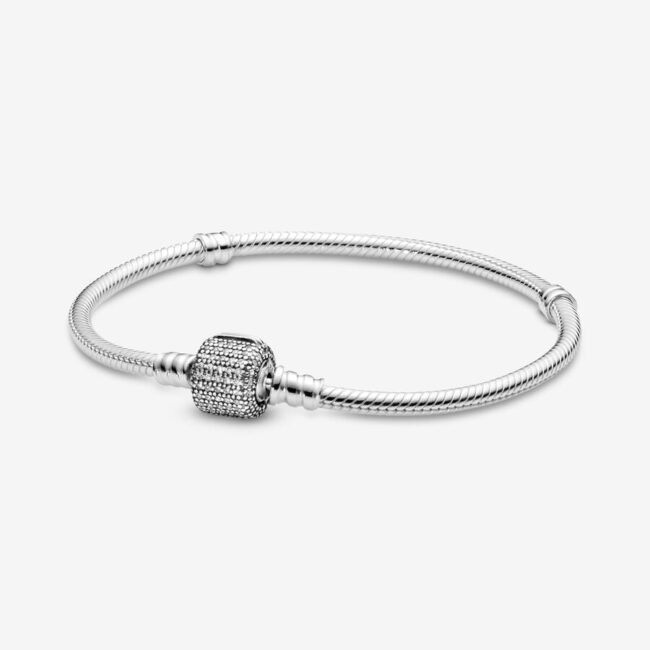 Pandora Moments Sparkling Pave Clasp Snake Chain Bracelet