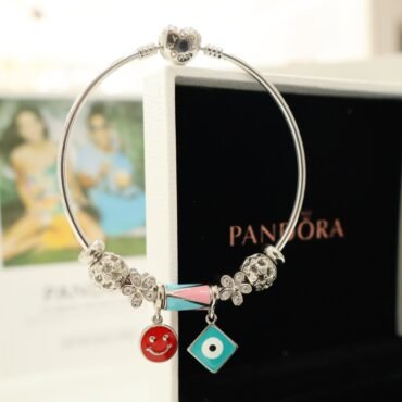 Pandora Silver Bracelet For Womens With Evil Eye Charms