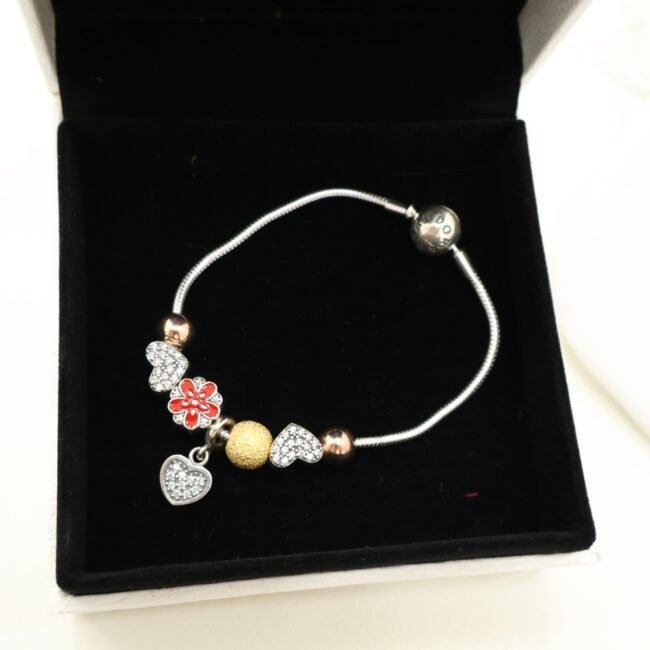 Pandora Silver Heart Charms Bracelet