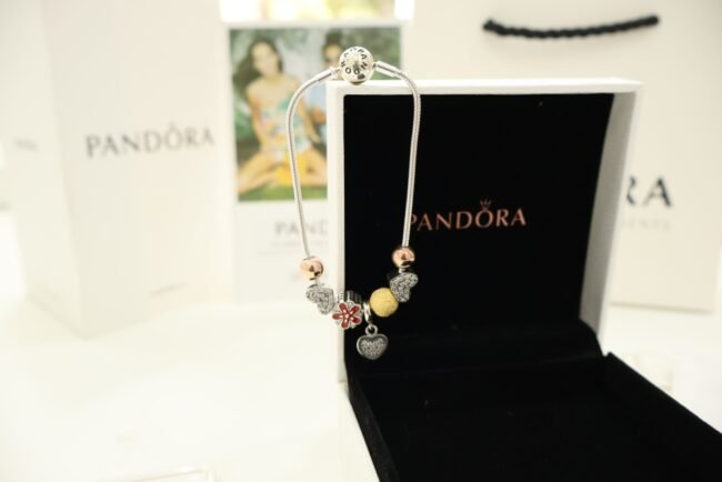 Pandora Silver Heart Charms Bracelet