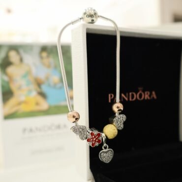 Pandora Silver Heart Charms Bracelet