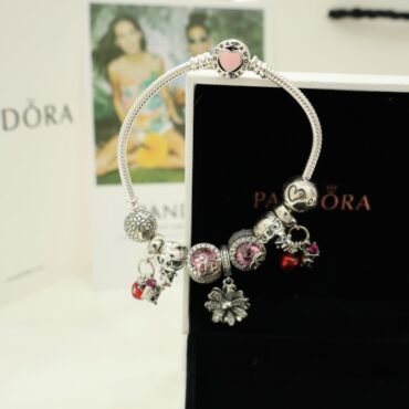 Silver Pandora Bracelet For Women With Multi Charms