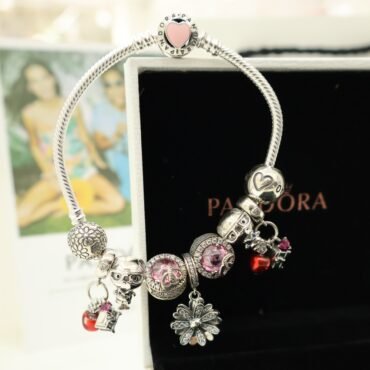 Silver Pandora Bracelet For Women With Multi Charms