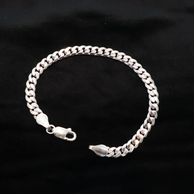 Curb design silver bracelet for men