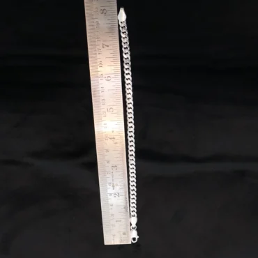 Curb design silver bracelet for men