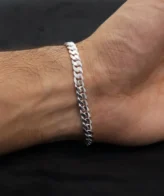 Curb design silver bracelet for men