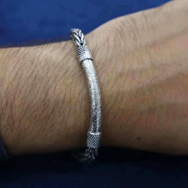 Antique Engraving Silver Bracelet for Men – 925 Silver – 36.4g – Silveradda