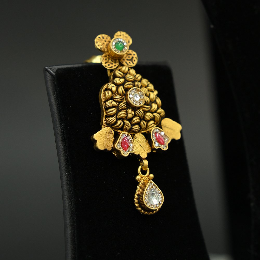 Beaded Mala Necklace Set – Antique Gold Plated Pendant & Earrings Silveradda