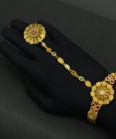 Gold-Plated Floral Hathphool – Ethnic Bracelet-Ring Combo | Silveradda