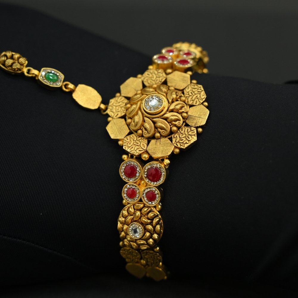 Gold-Plated Floral Hathphool – Ethnic Bracelet-Ring Combo | Silveradda