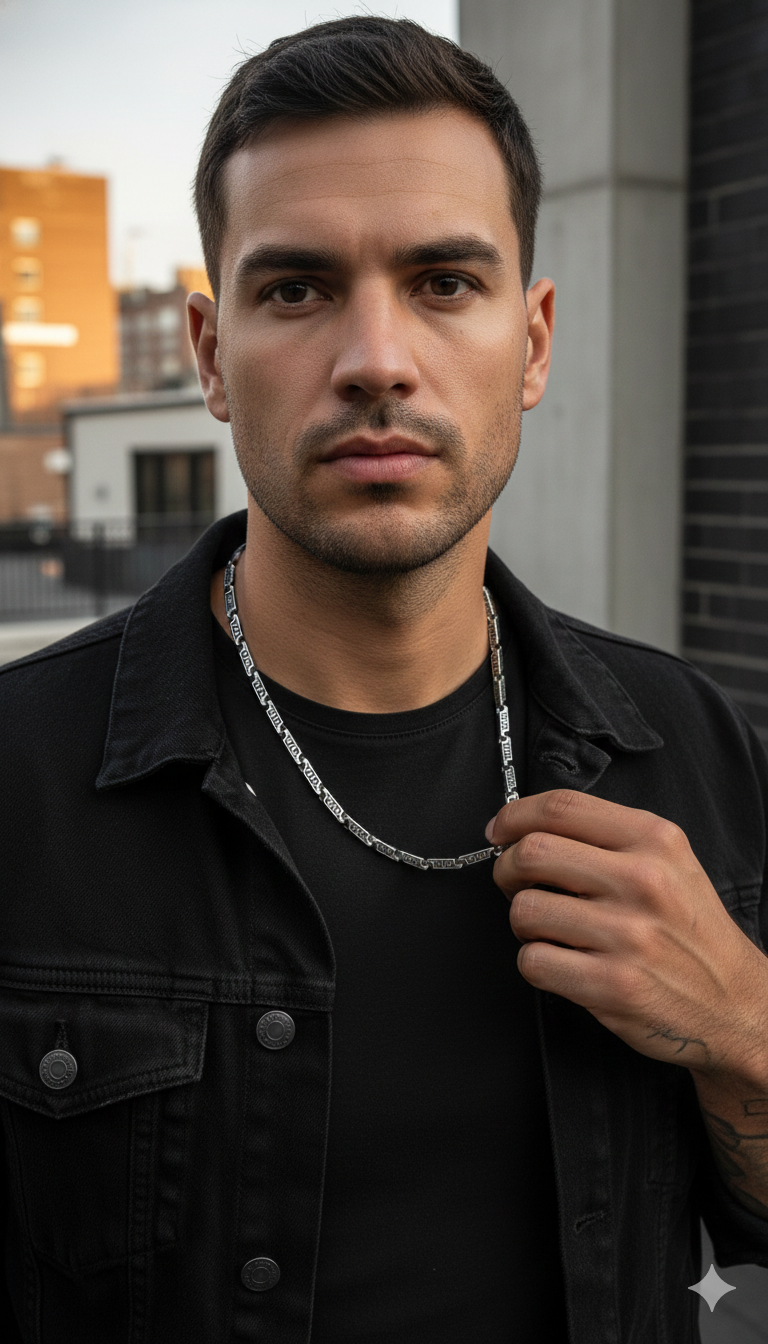 Greek Key Motif Link Chain in Premium Silver Finish – Silveradda