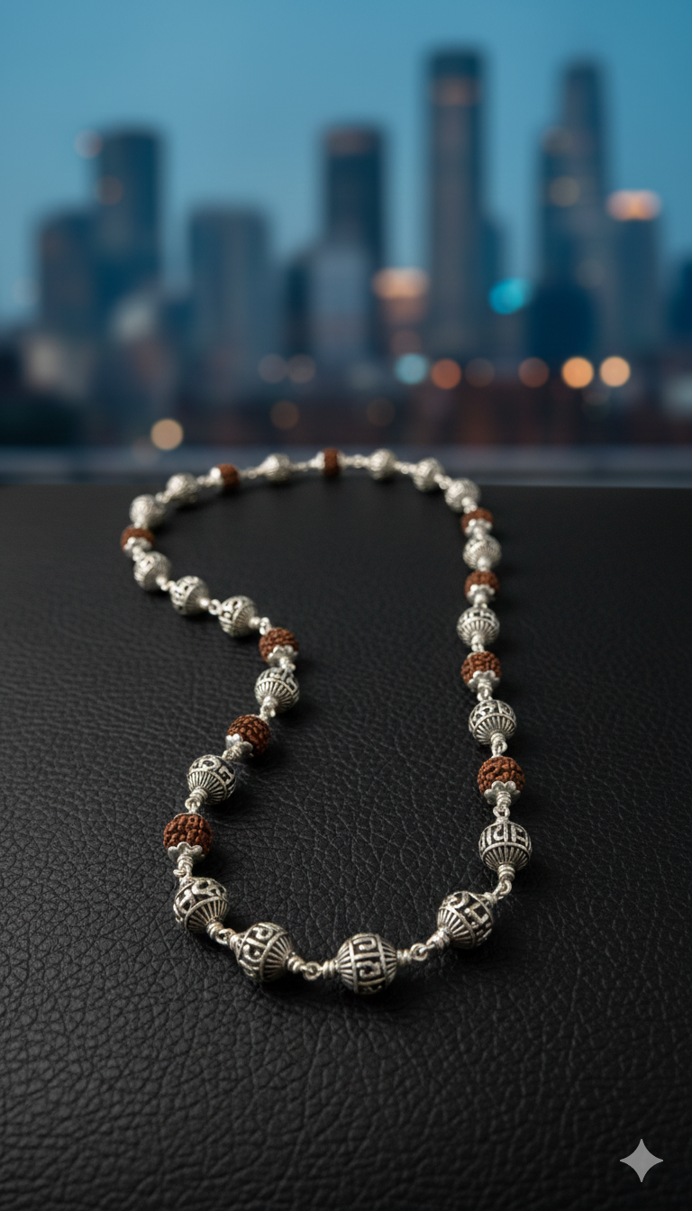 Silver Rudraksha Chain for Men | 925 Sterling – Silveradda