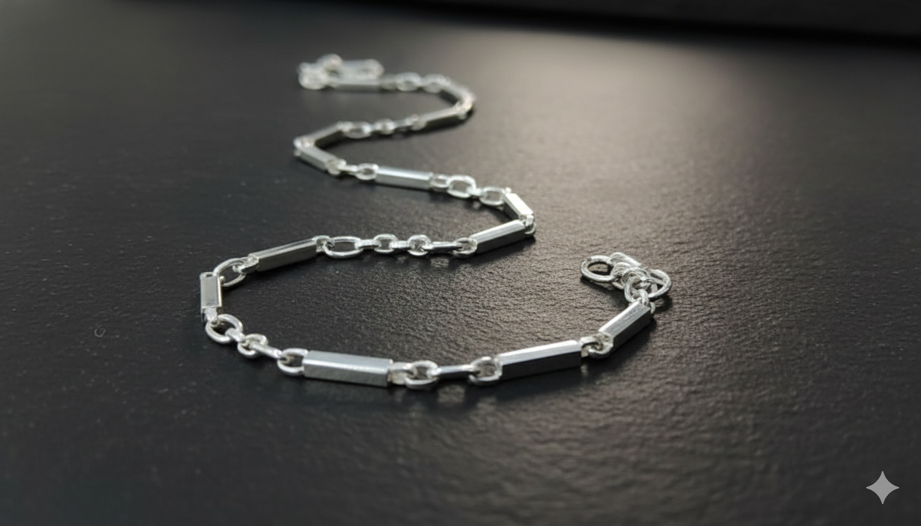 Men Oxidised Silver Braided Chain | Stylish & Durable Silveradda
