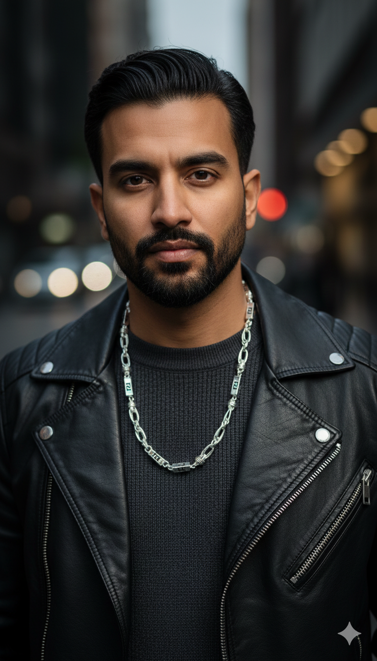 Bold Rectangular Pattern Chain for Men – Premium Silver Finish | Silveradda