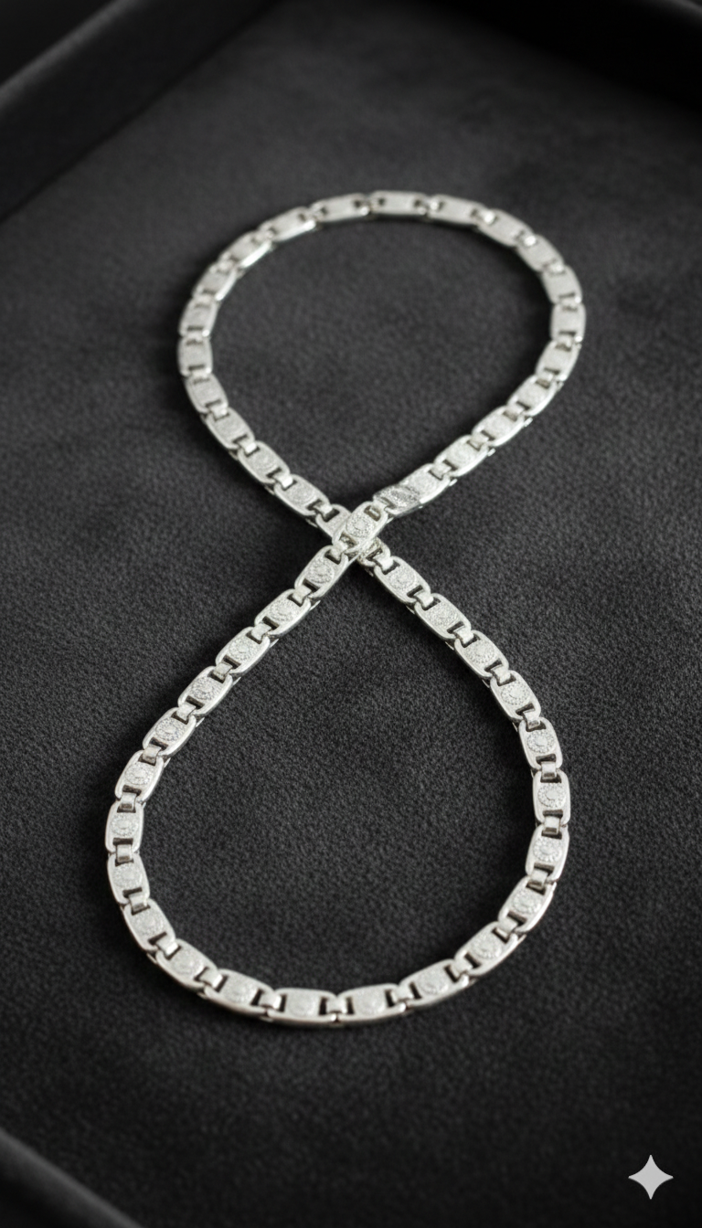 Men Silver Finish Box Chain | Stylish & Durable Silveradda