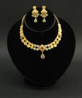 Antique Gold Temple Necklace Set with Square Kundan Motifs | Silveradda