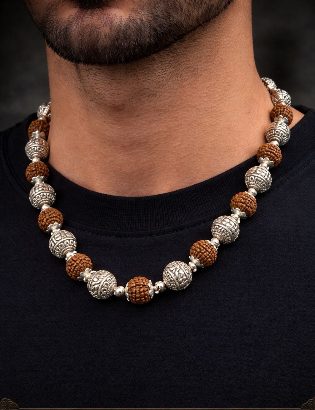 Silver Rudraksha Chain for Men | 925 Sterling – Silveradda
