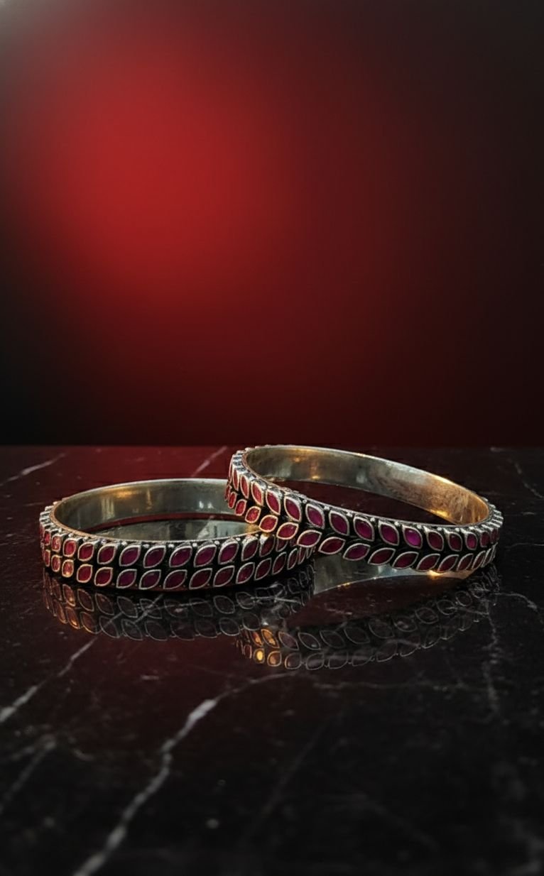 Traditional Purple Stone Studded Designer Kada Bangles Set for Women | Silveradda