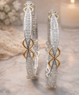 Infinity Design Dual Tone Sterling Silver Bangle for Girls & Women Silveradda